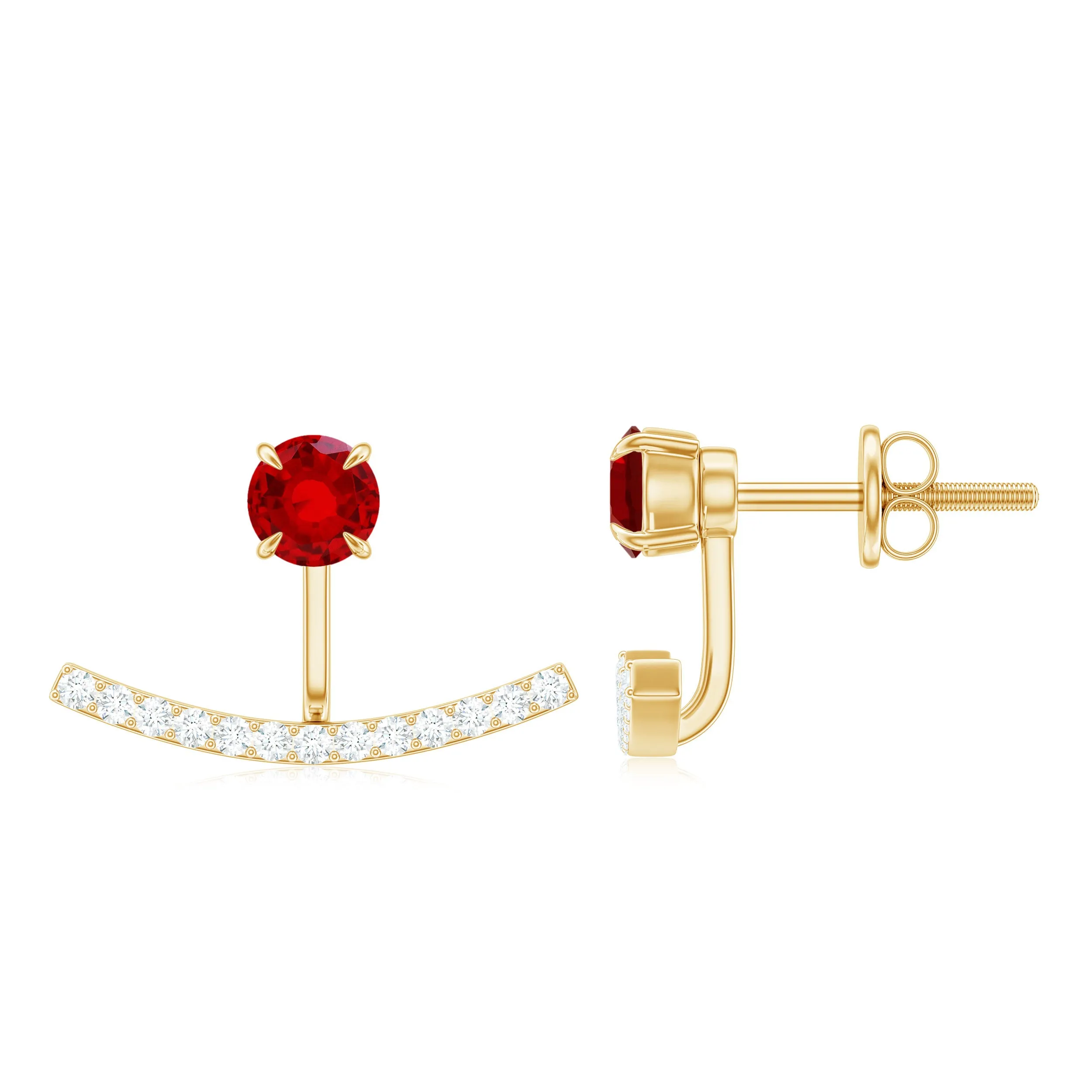 1 CT Lab Grown Ruby and Diamond Classic Jacket Earrings