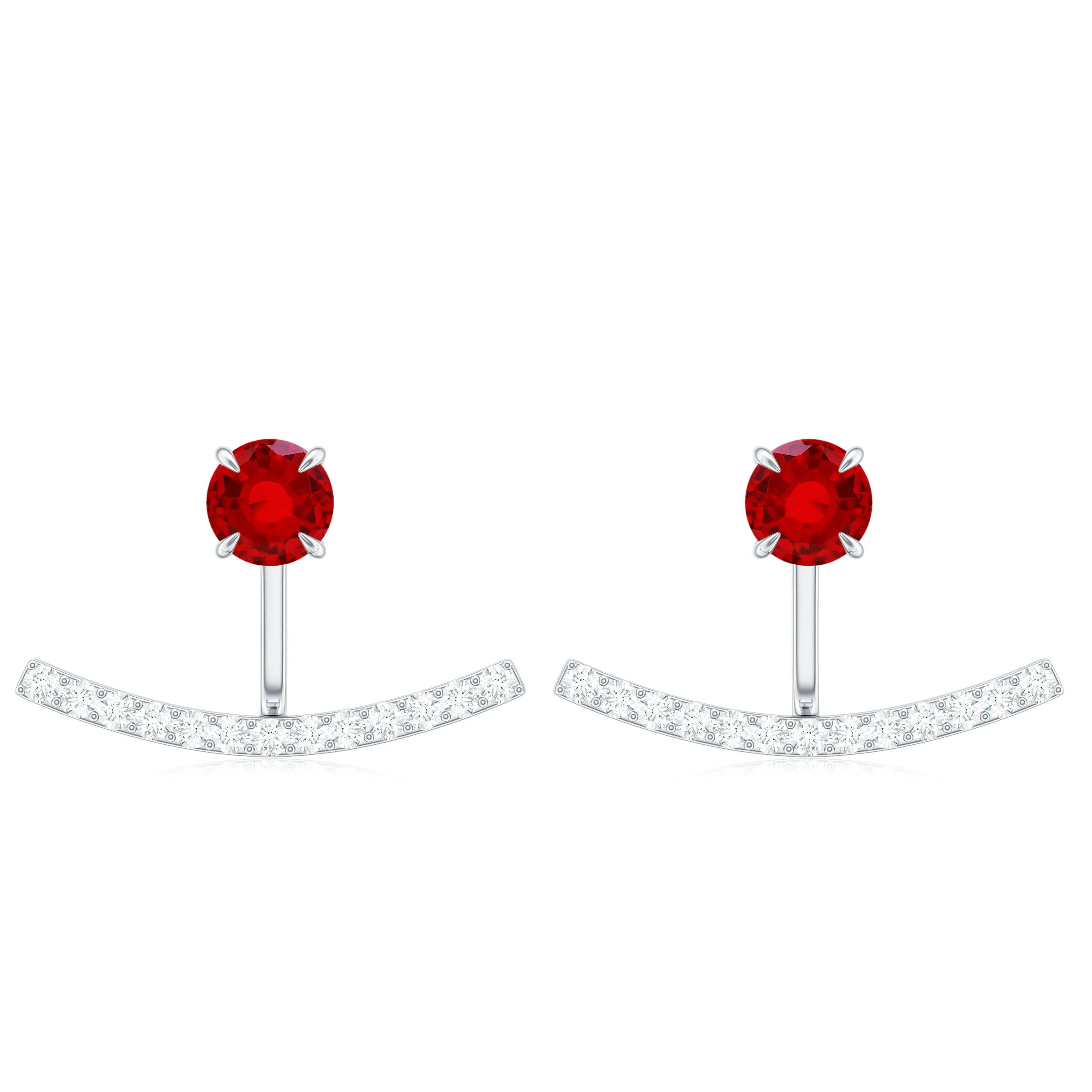 1 CT Lab Grown Ruby and Diamond Classic Jacket Earrings