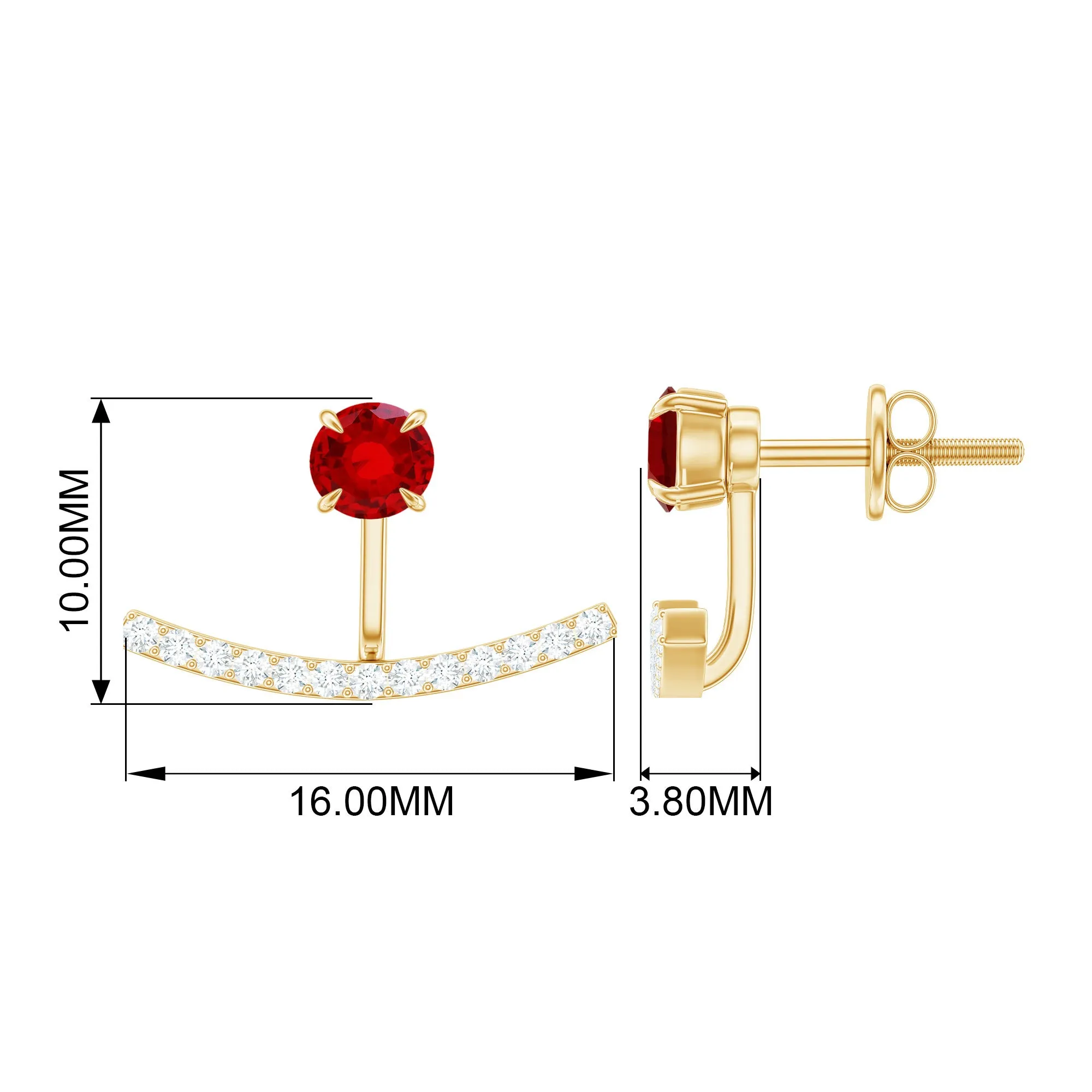 1 CT Lab Grown Ruby and Diamond Classic Jacket Earrings