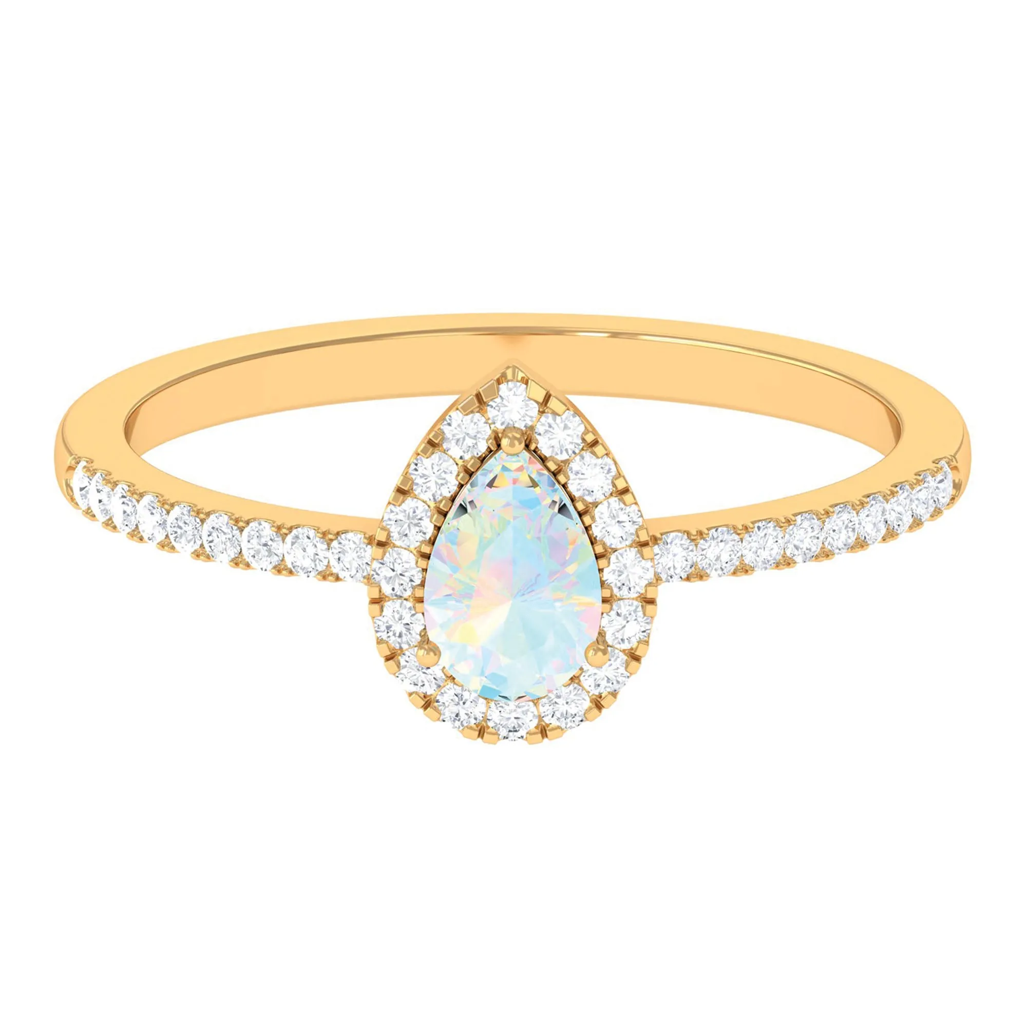 1 CT Pear Cut Ethiopian Opal Ring with Diamond Halo