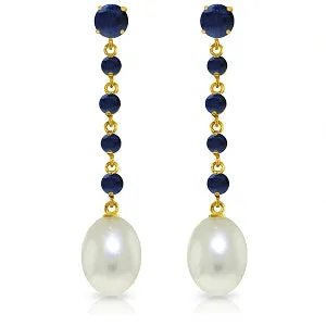 10 Carat 14K New View Sapphire Pearl Earrings