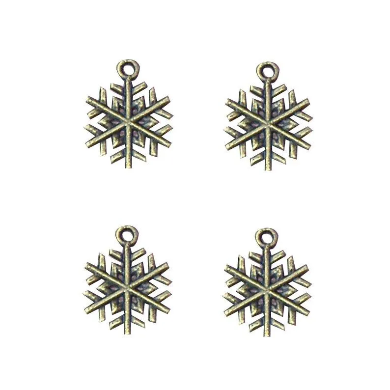 10 Pcs Tibetan Bronze Tone Snowflake NO. 8 Christmas 20X15mm Charms Pendants