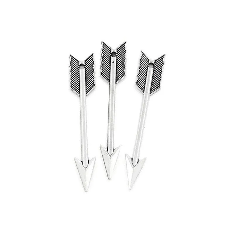 10 Pcs Tibetan Silver ARROW 61mm x 11mm Charms Pendants, Lead & Nickel Free Metal Charms Pendants Beads