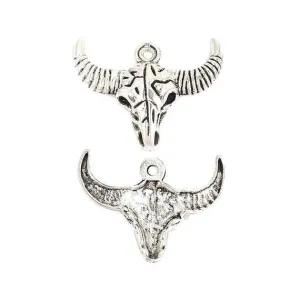 10 Pcs Tibetan Silver Bull Steer Cow Skull Halloween 29X36mm 3D Charms Pendants