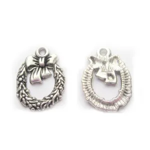 10 Pcs Tibetan Silver Christmas Wreath 16X12mm Charms Pendants