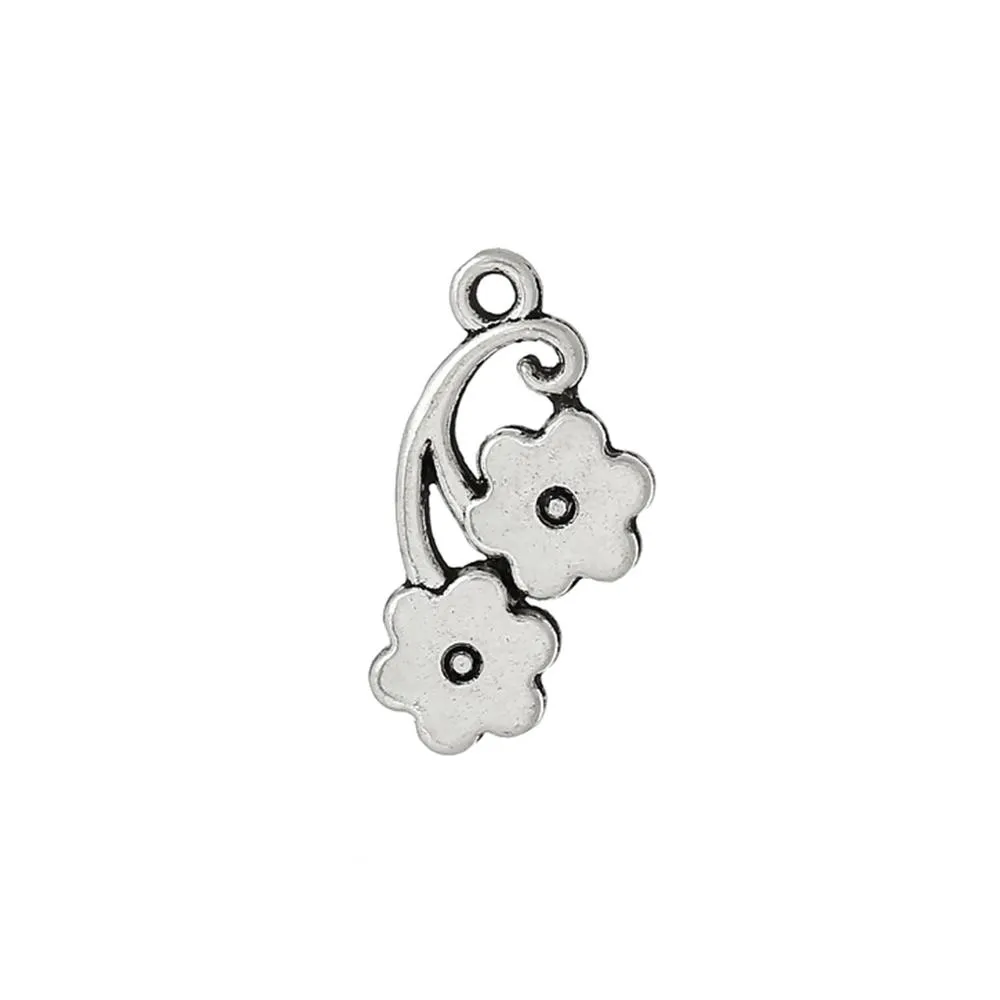 10 Pcs Tibetan Silver FLOWERS 23mm x 12mm Charms Pendants, Lead & Nickel Free Metal Charms Pendants Beads