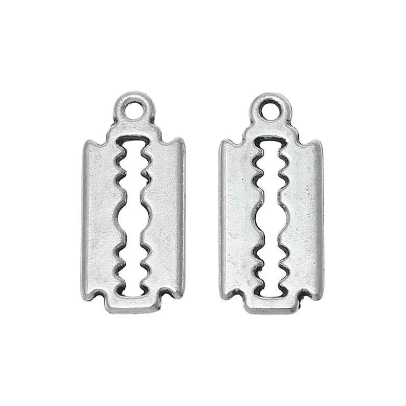 10 Pcs Tibetan Silver Razor Blade Punk Gothic 17mm x 7.5mm 3D Charms Pendants