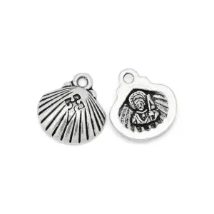 10 Pcs Tibetan Silver SHELL WITH PERSON CARVED 16mm x 18mm Charms Pendants, Lead & Nickel Free Metal Charms Pendants Beads