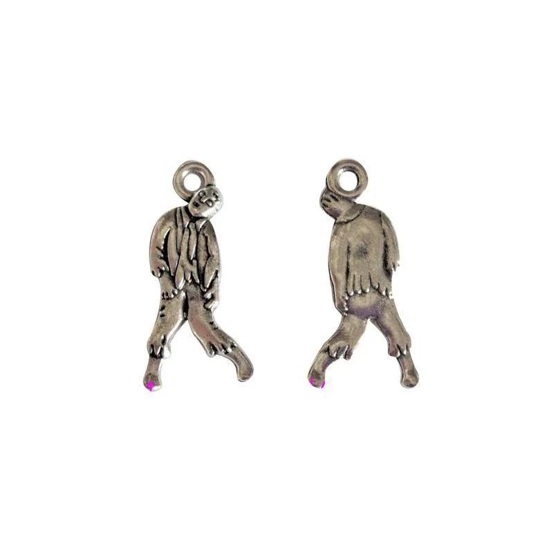 10 Pcs Tibetan Silver Zombie Walking Dead Halloween 26mm x 12mm Thriller Charms Pendants