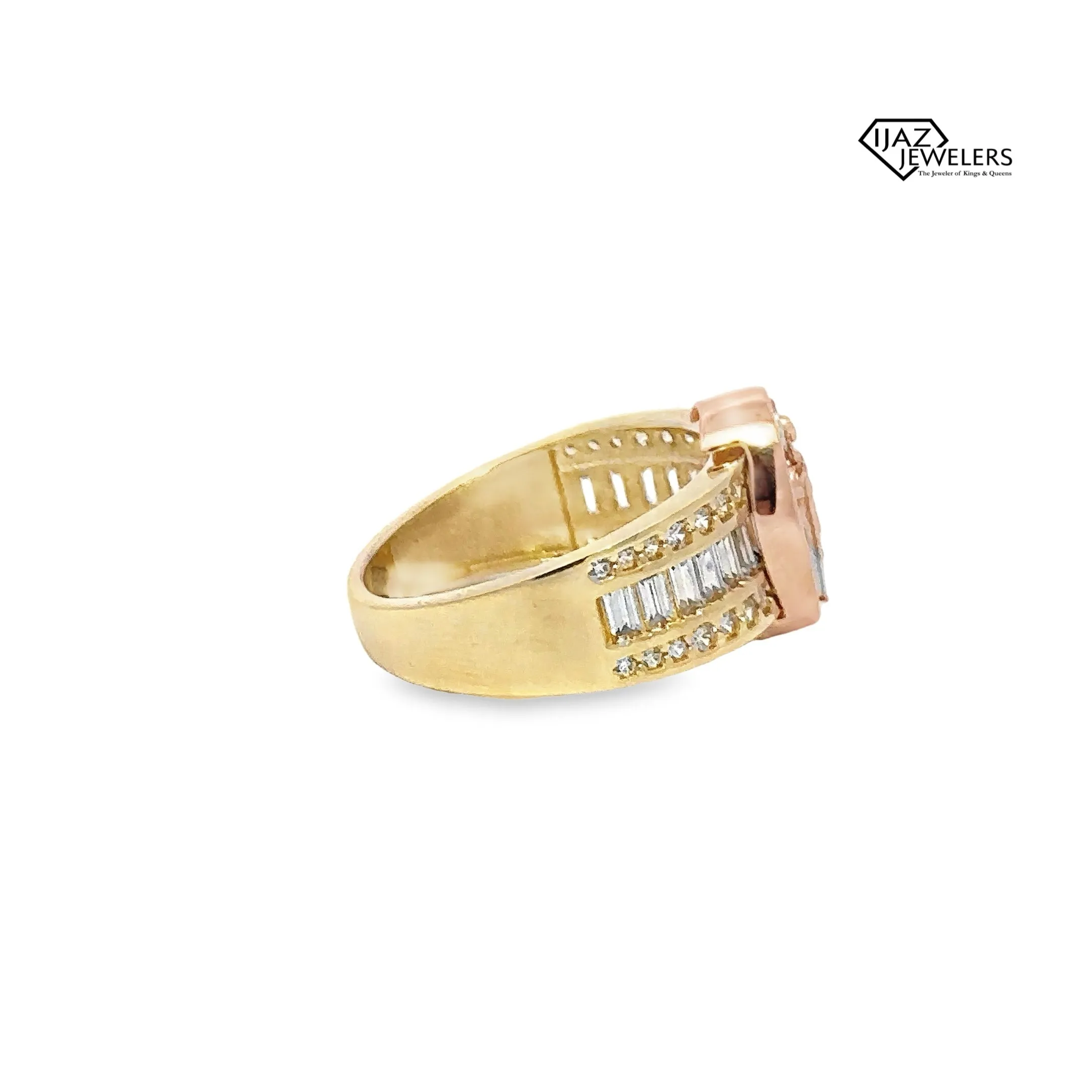 10K Gold Three Tone CZ ST Jude Ring