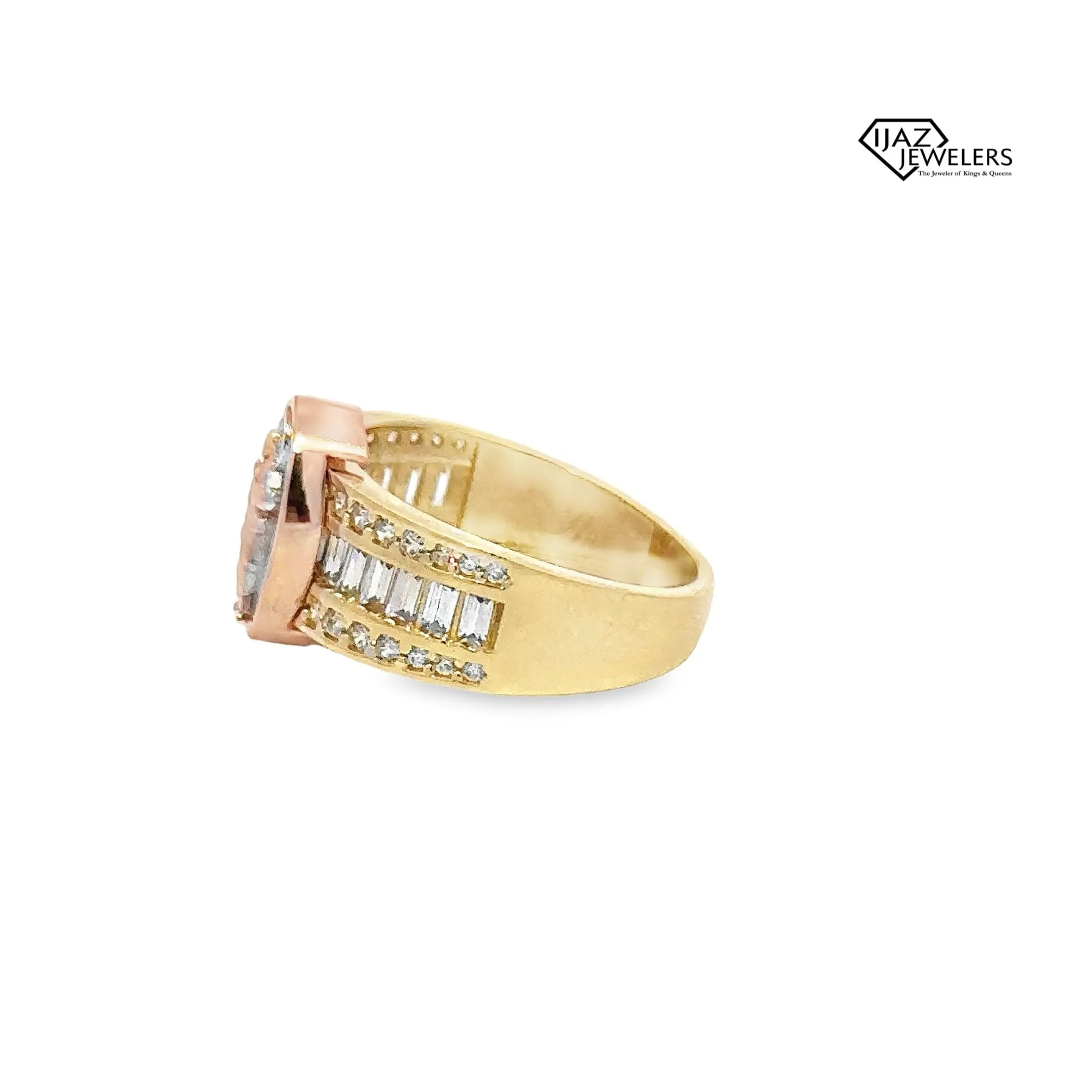 10K Gold Three Tone CZ ST Jude Ring