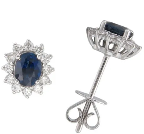 1.32ct tw Ladies Diamond and Blue Sapphire Stud Earrings