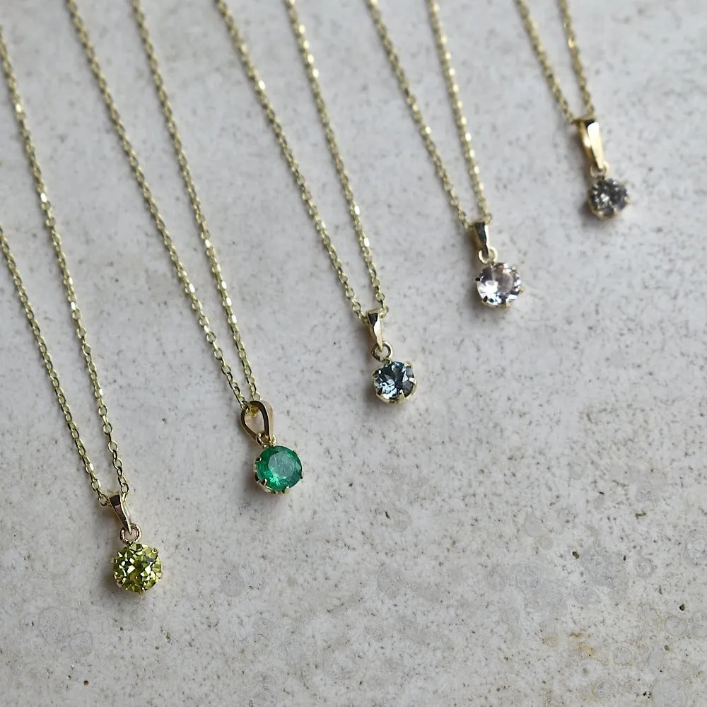 14k 6-Prong Mount Gemstone Necklace