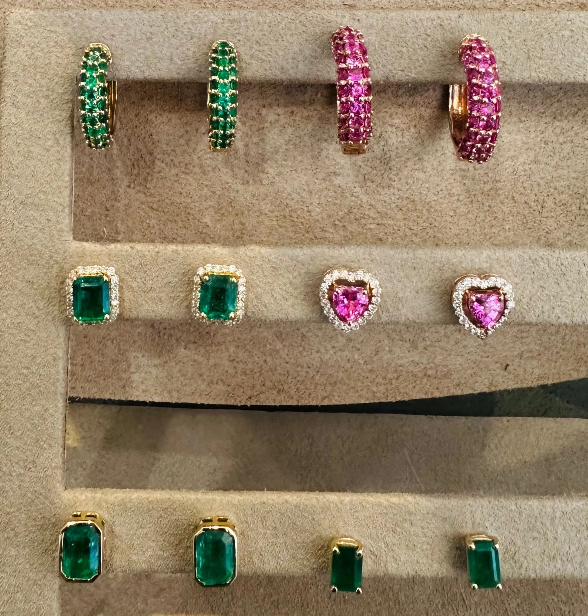 14K & 18K Micro-Pave Ruby Hoop Earrings