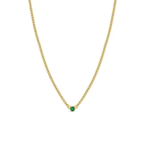 14k Emerald Bezel XS Curb Chain Necklace