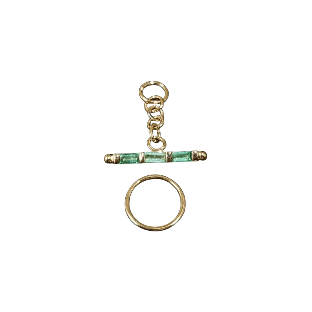 14k Gold Baguette Emerald Toggle Lock Connector May Birthstone