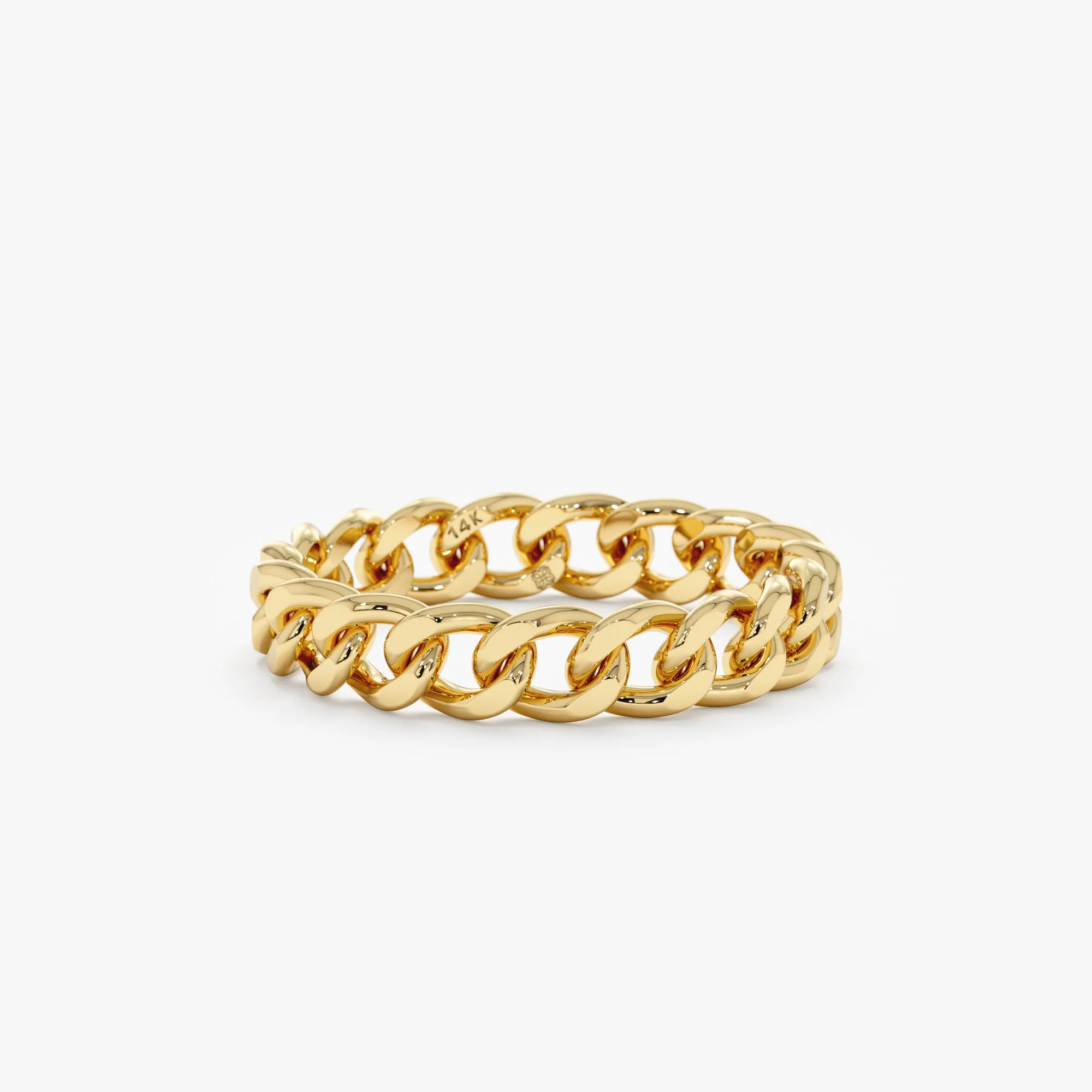 14k Gold Cuban Chain Ring, Mira - 3mm