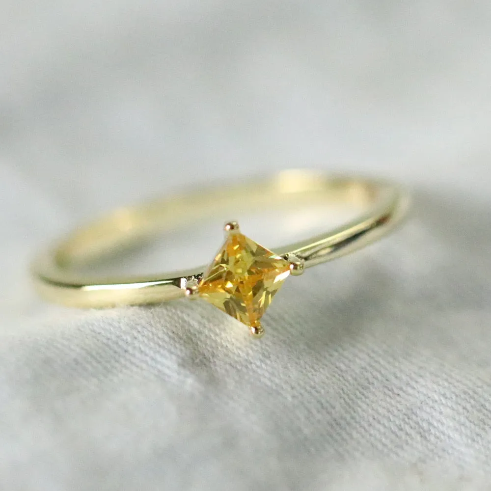 14K Gold Jewelry Natural Yellow diamond Gemstone Ring