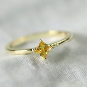 14K Gold Jewelry Natural Yellow diamond Gemstone Ring