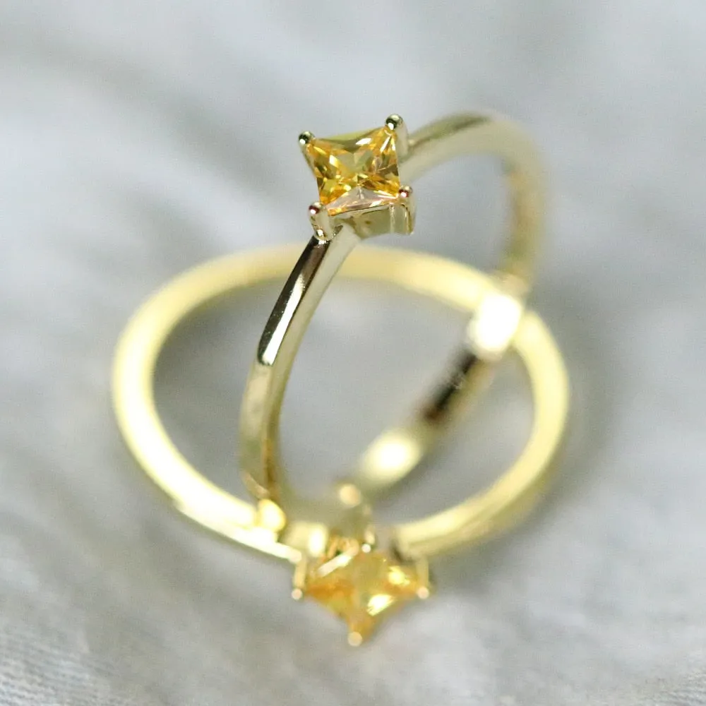 14K Gold Jewelry Natural Yellow diamond Gemstone Ring