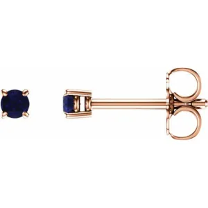 14K Rose 2.5 mm Natural Blue Sapphire Stud Earrings