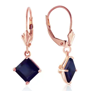 14K Solid Rose Gold Leverback Earrings Natural Sapphire Certified Genuine