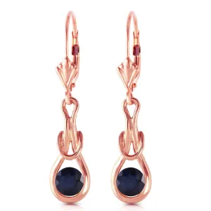 14K Solid Rose Gold Leverback Earrings Natural Sapphire Jewelry Genuine