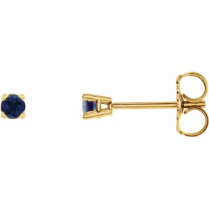 14K Yellow 2.5 mm Natural Blue Sapphire Stud Earrings