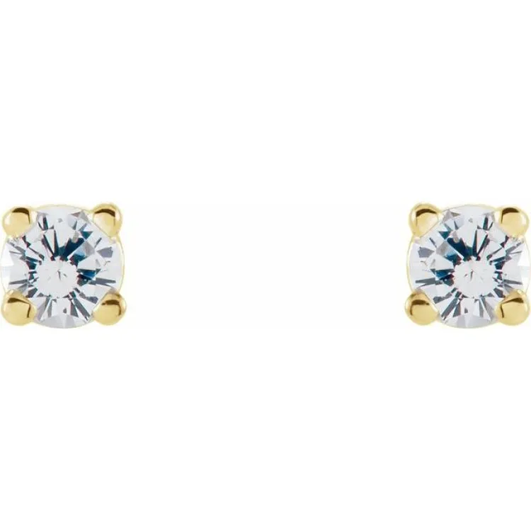 14K Yellow 2.5 mm Natural White Sapphire Stud Earrings