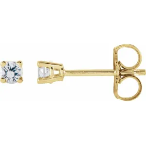 14K Yellow 2.5 mm Natural White Sapphire Stud Earrings