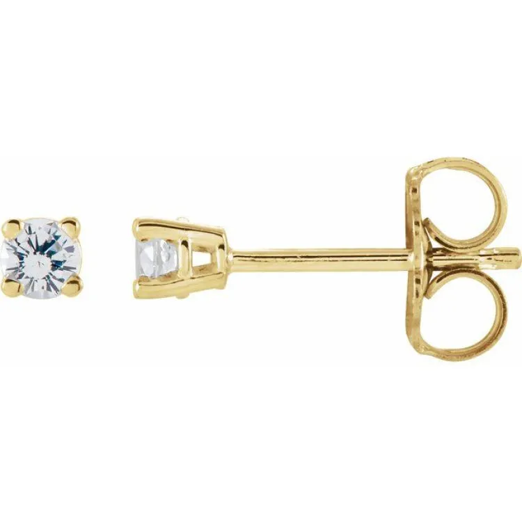 14K Yellow 2.5 mm Natural White Sapphire Stud Earrings