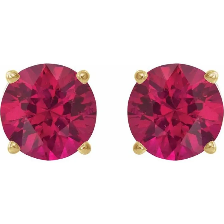 14K Yellow 6 mm Lab-Grown Ruby Stud Earrings