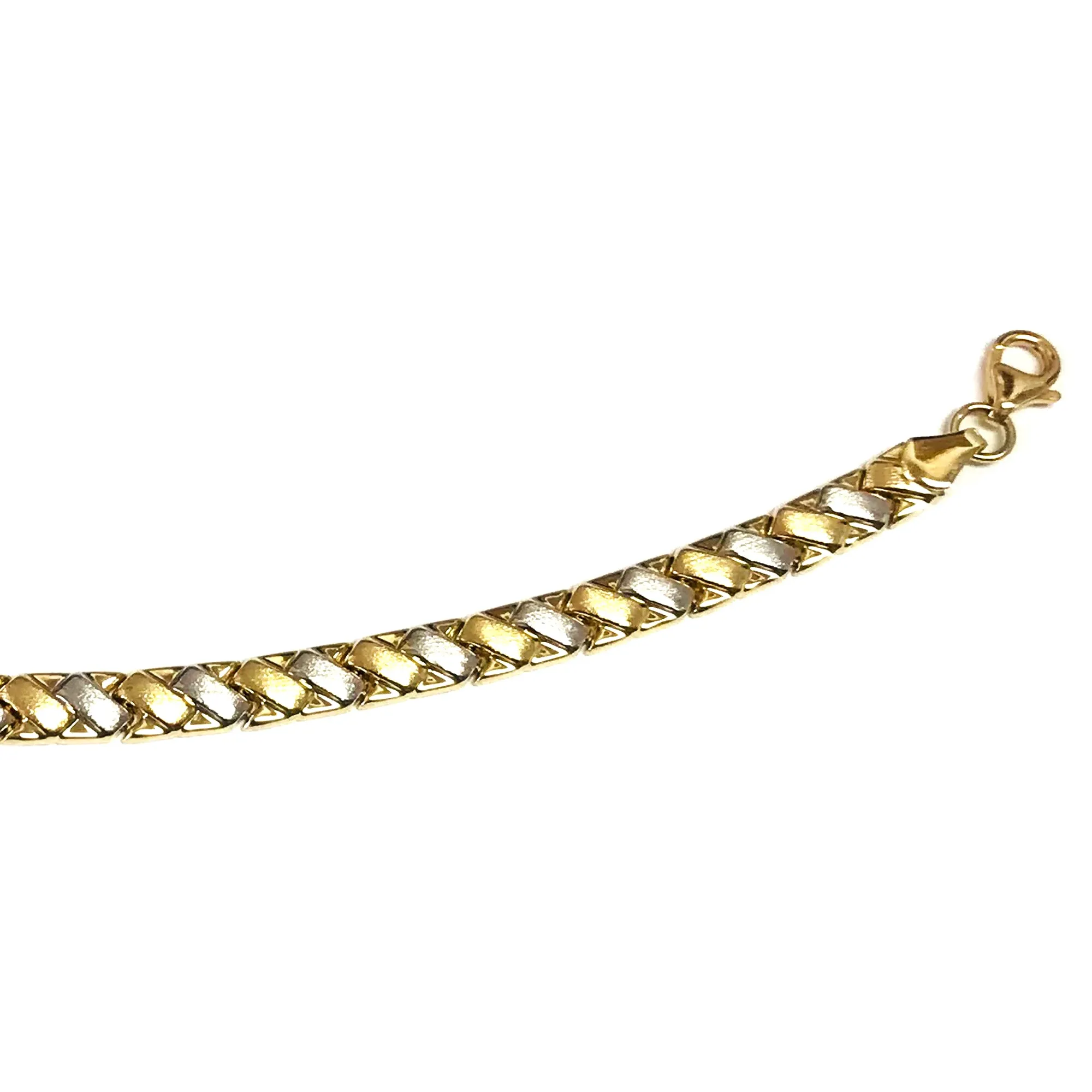 14k Yellow And White Gold Weaved Links Bracelet, 7,25"