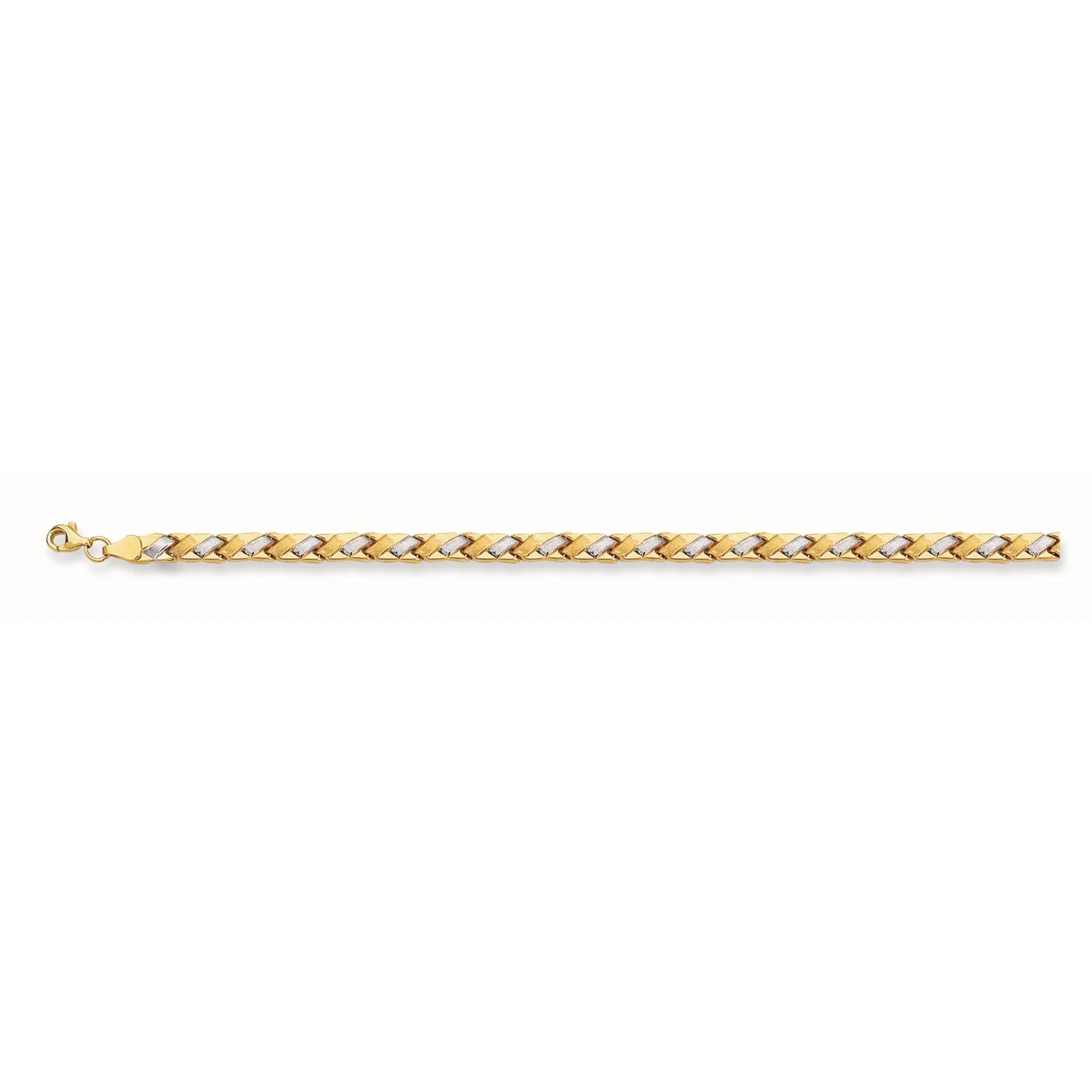 14k Yellow And White Gold Weaved Links Bracelet, 7,25"