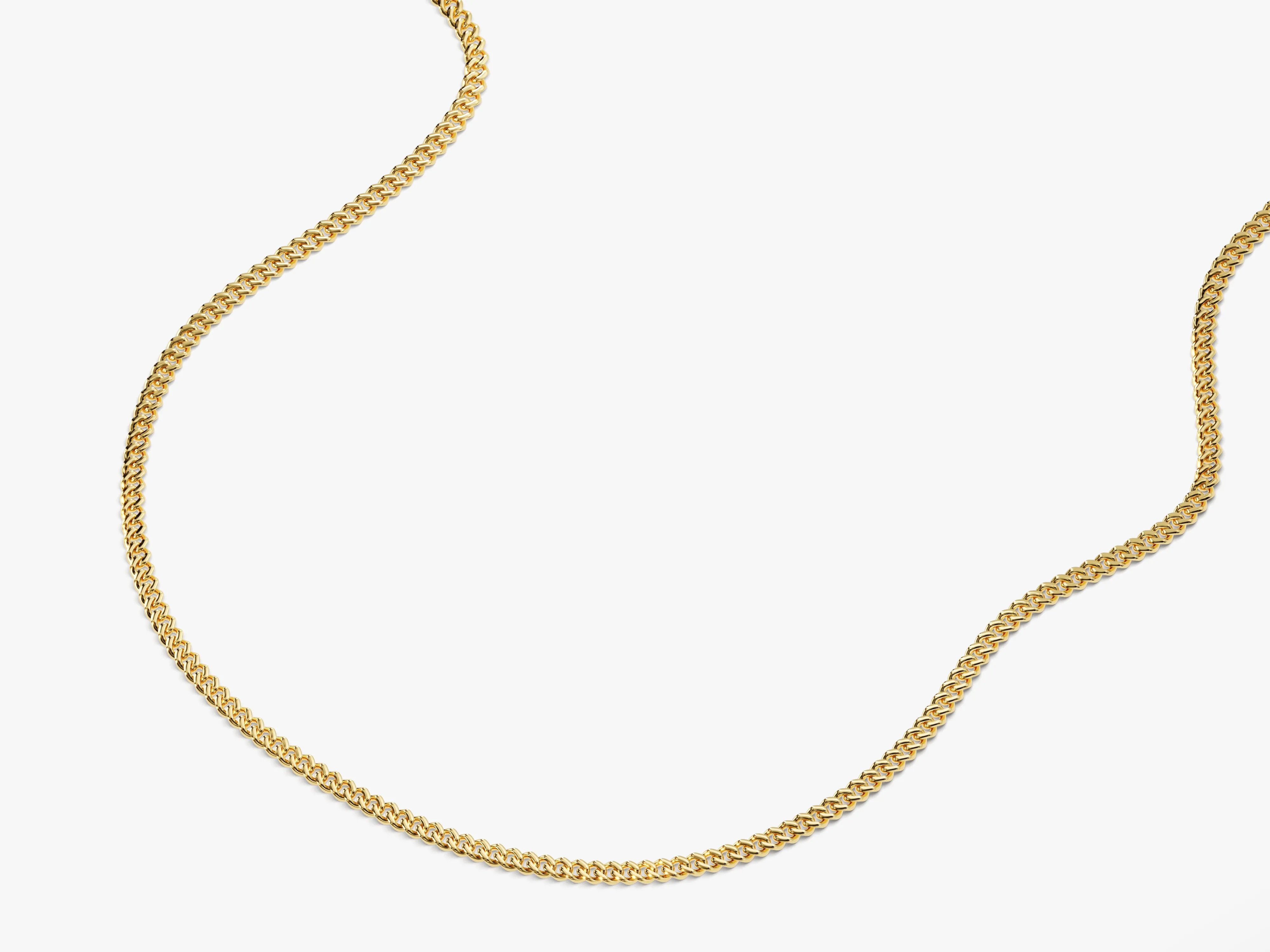 14k Yellow Gold 2.0mm Cuban Curb Chain Necklace