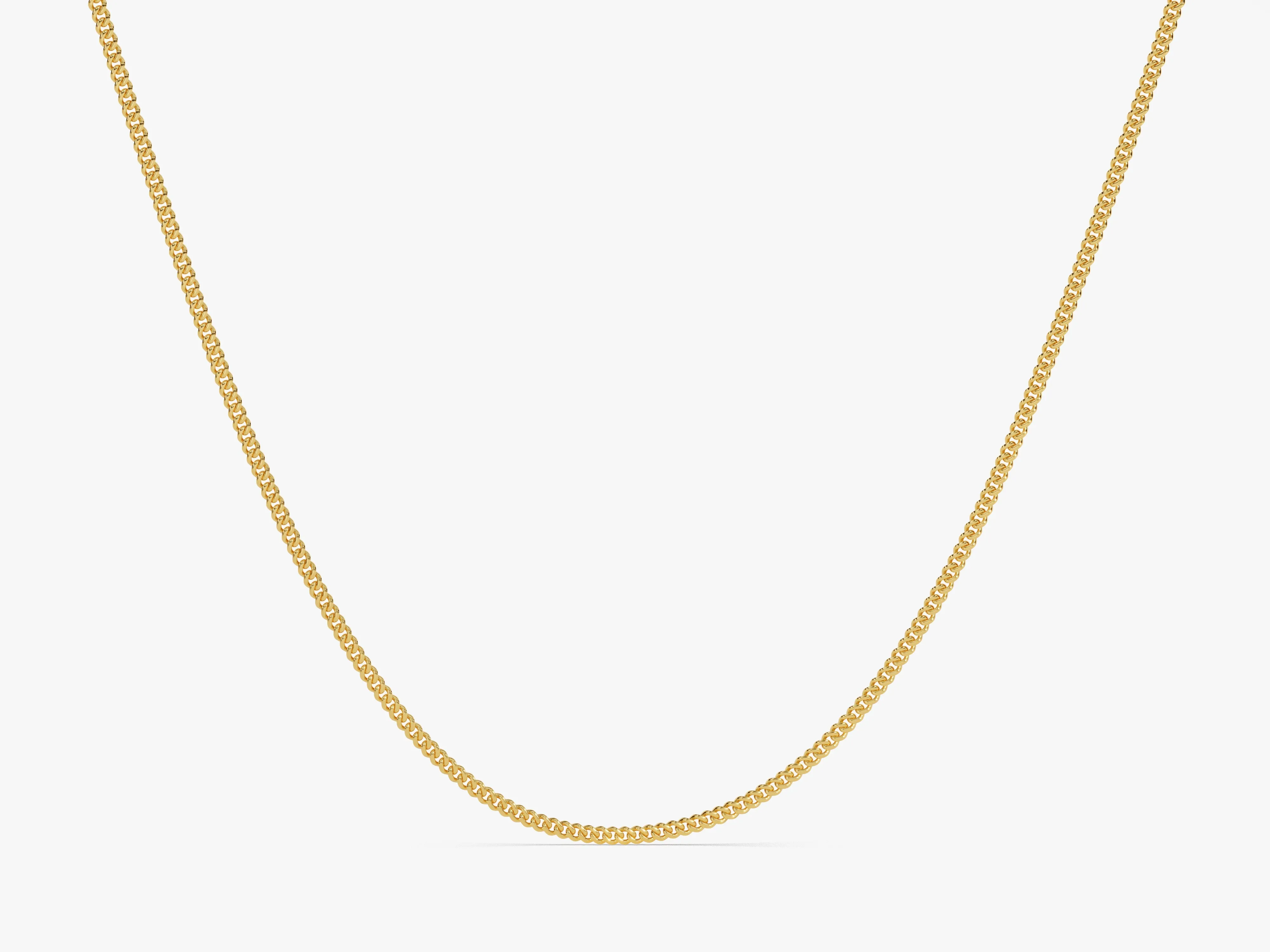 14k Yellow Gold 2.0mm Cuban Curb Chain Necklace