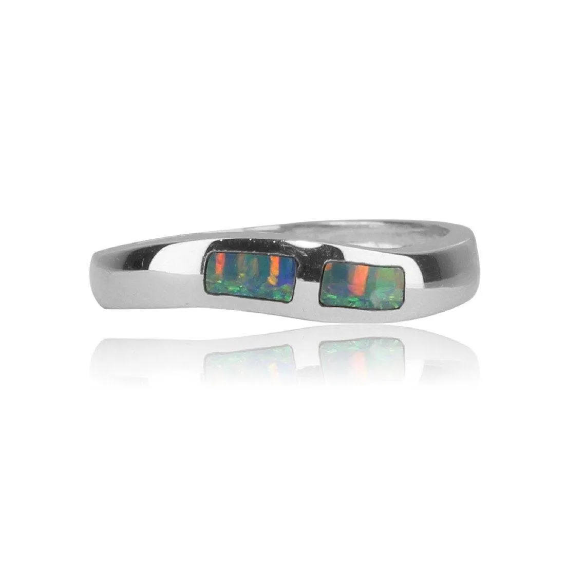 14kt White Gold Opal inlay ring