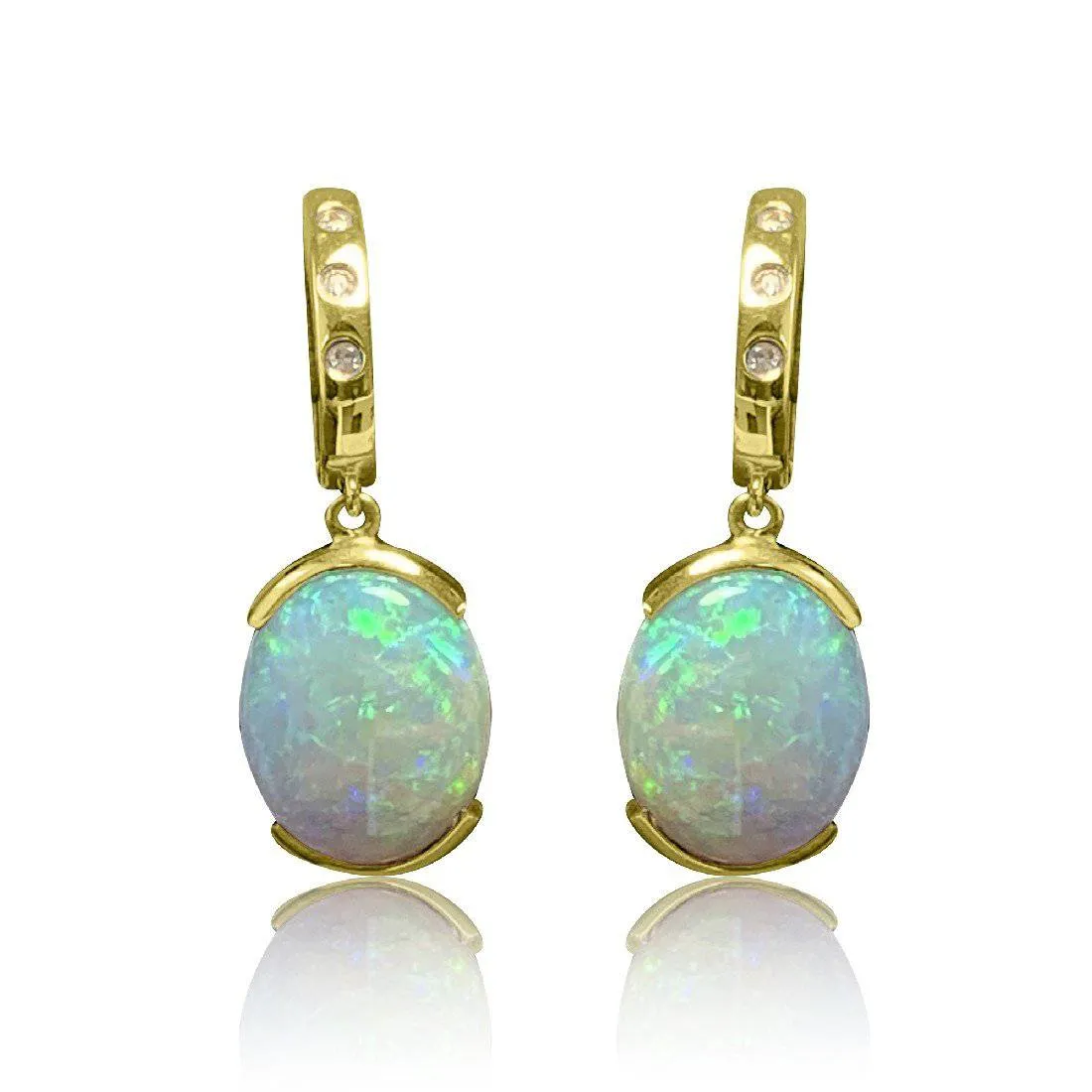 14kt Yellow Gold White Opal earrings