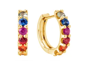 14KYG 1.56CTW RAINBOW SAPPHIRE BR HUGGIE EARRINGS