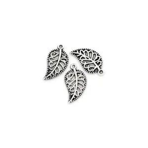 15 Pcs Tibetan Silver Filigree Leaf Leaves 19X10mm 3D Charms Pendants