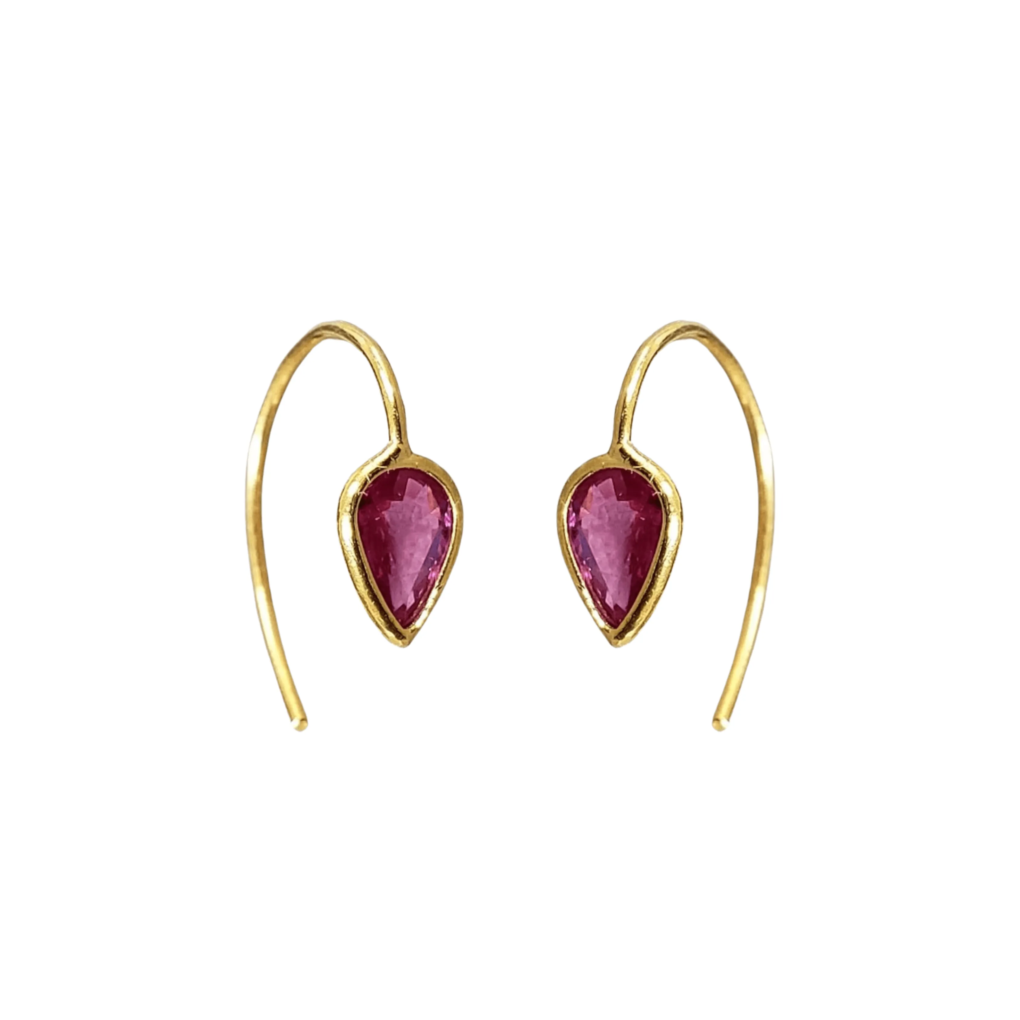 18k Gold Ruby Drop Earrings