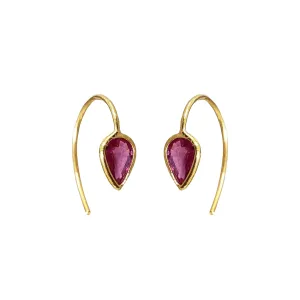 18k Gold Ruby Drop Earrings