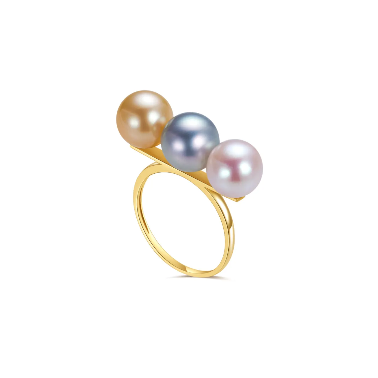 18K Solid Gold South Sea Golden Pearl Ring KR00080 | HARMONY