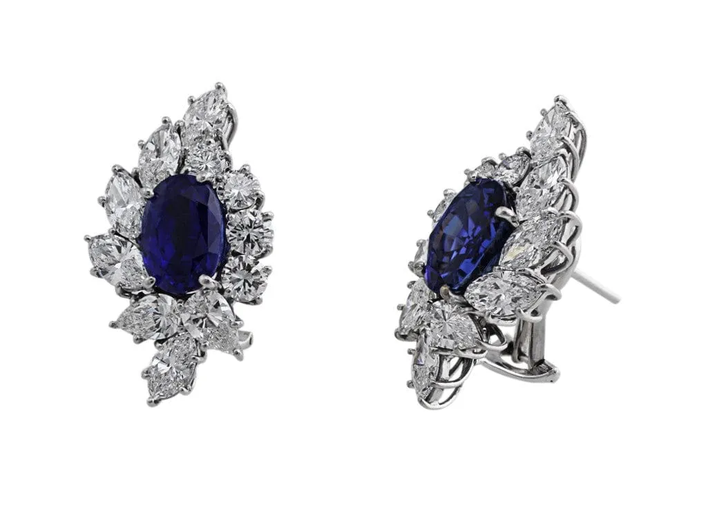 18k White Gold Unheated Burmese Sapphire Earrings