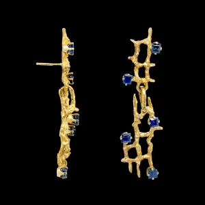 18K Yellow Gold Estate Sapphire Earrings