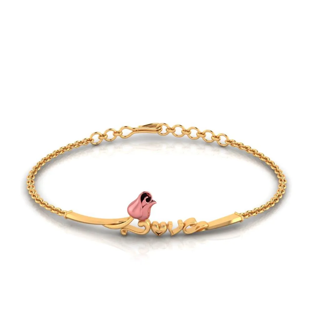 18k Yellow With 'love' Word Gold Bracelet