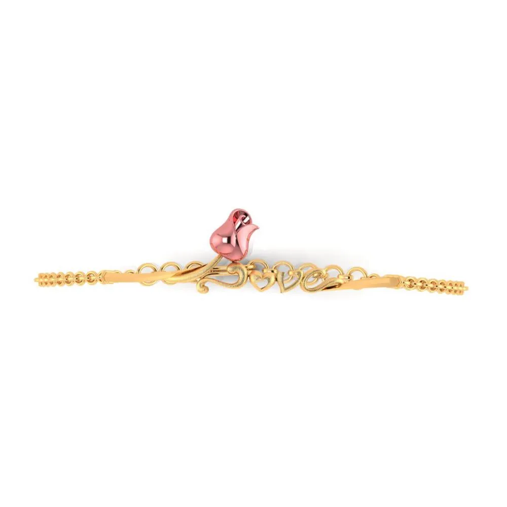 18k Yellow With 'love' Word Gold Bracelet