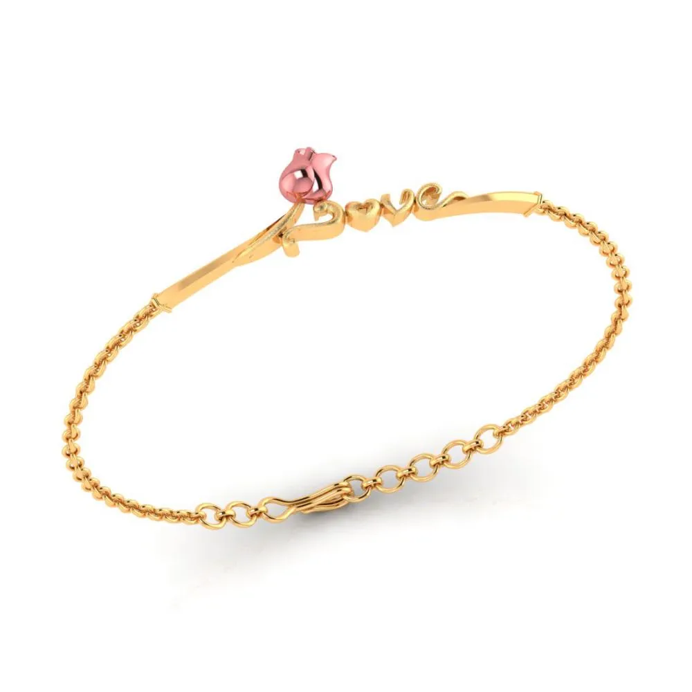 18k Yellow With 'love' Word Gold Bracelet