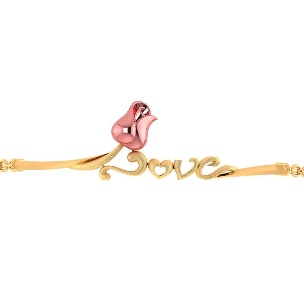 18k Yellow With 'love' Word Gold Bracelet