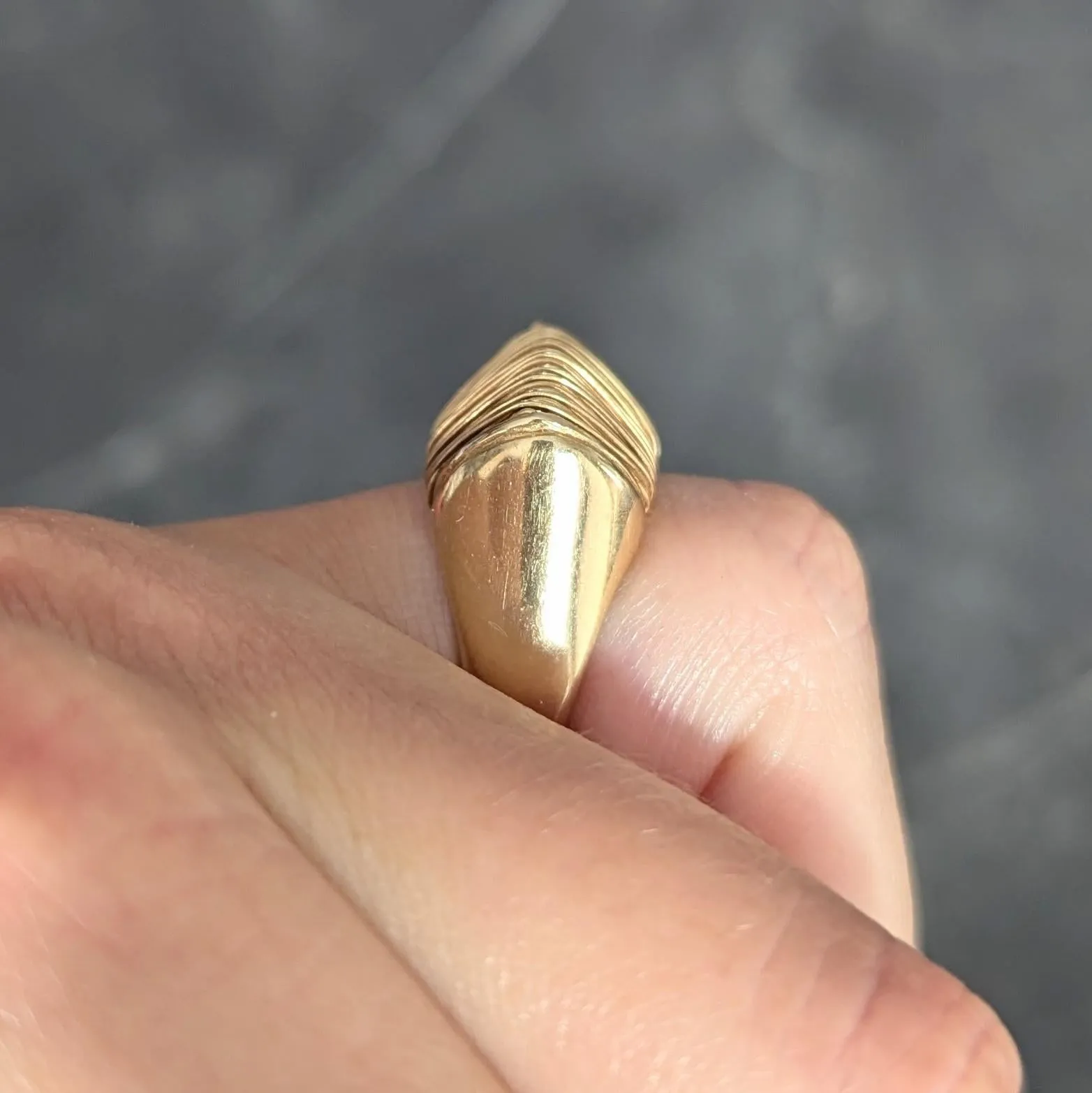 1960's Modernist 18 Karat Yellow Gold Wire Wrapped Domed Vintage Ring